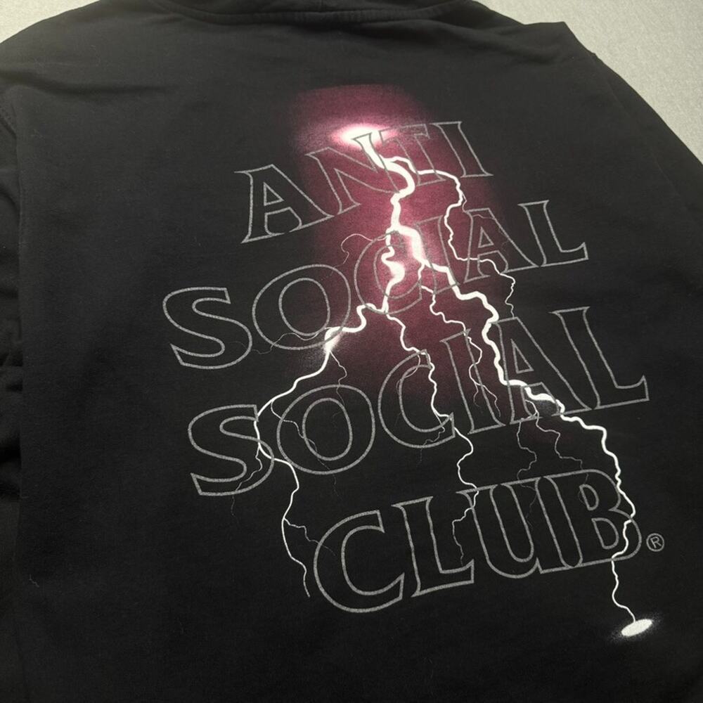 Anti Social Social Club Hoodie Lightning Graphic Black Size M USA Made
